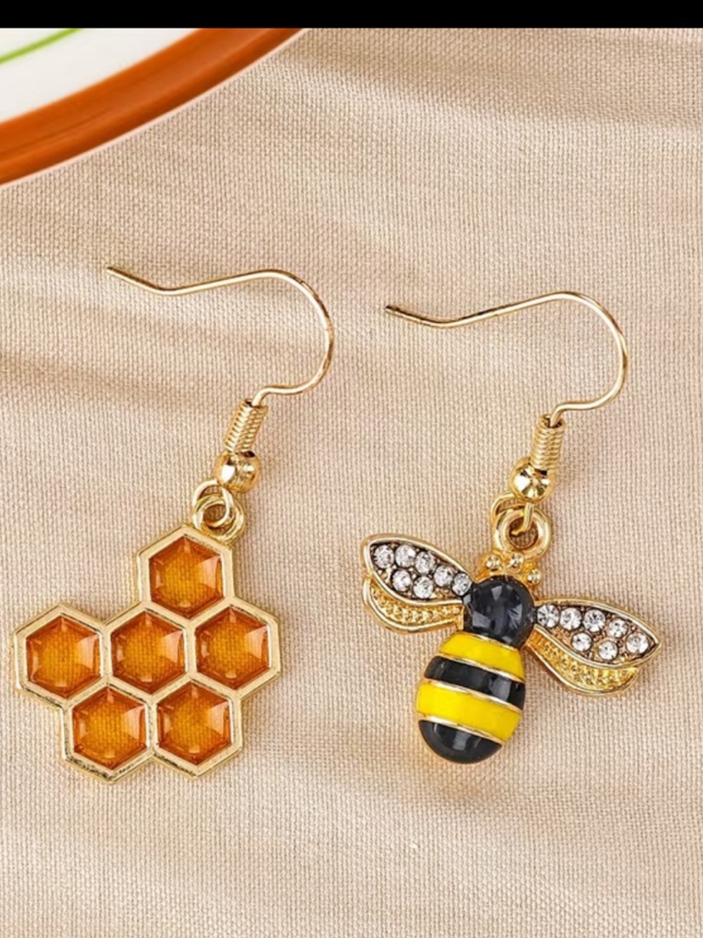 Bee and Behive Dangle Metal Earrings